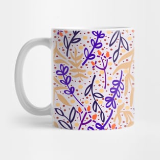 Botanicals and Dots - Hand Drawn Design - Pink, Purple, Orange, Black Mug